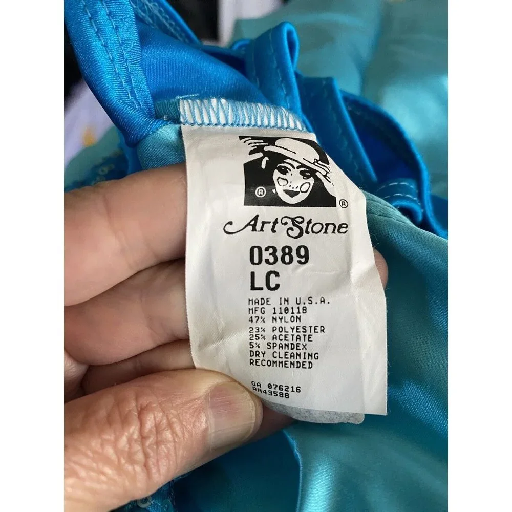 Artstone Sequined Blue Dance Costume Jazz Tap Skate‎ Dress Leotard Tutu Girl LC